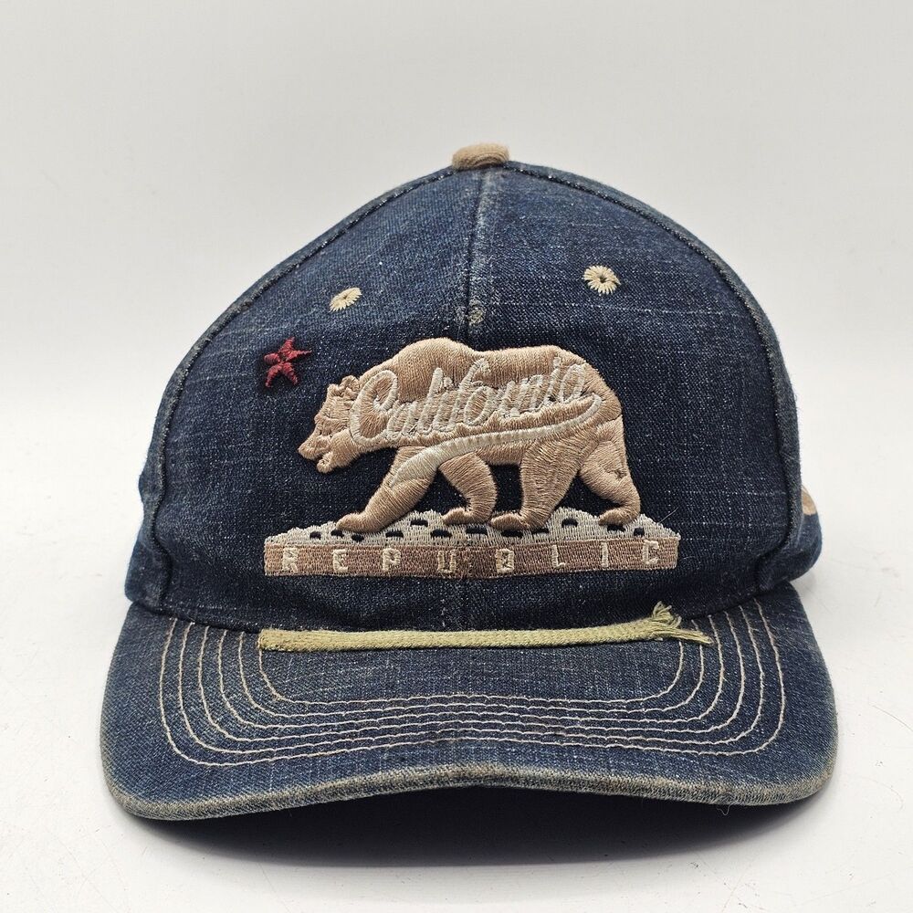 Vintage Denim California Republic Snapback Hat Big Bear